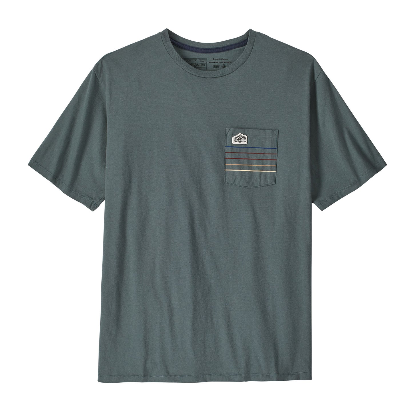 Camiseta de Patagonia M's Line Logo Ridge Stripe Organic Pocket T-Shirt