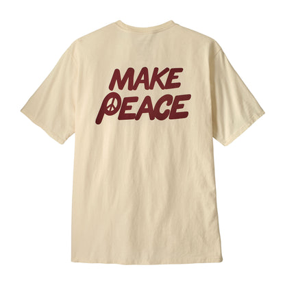 Camiseta hombre Patagonia M’s Balance Organic T-Shirt blanca Peace Seeds, algodón orgánico con gráfico de paz y armonía